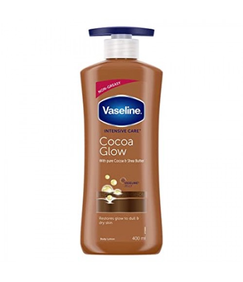 Vaseline Intensive Care 24 hr nourishing Cocoa Glow Body Lotion with Cocoa And Shea Butter, Restores Glow for all skin type - 400 ml